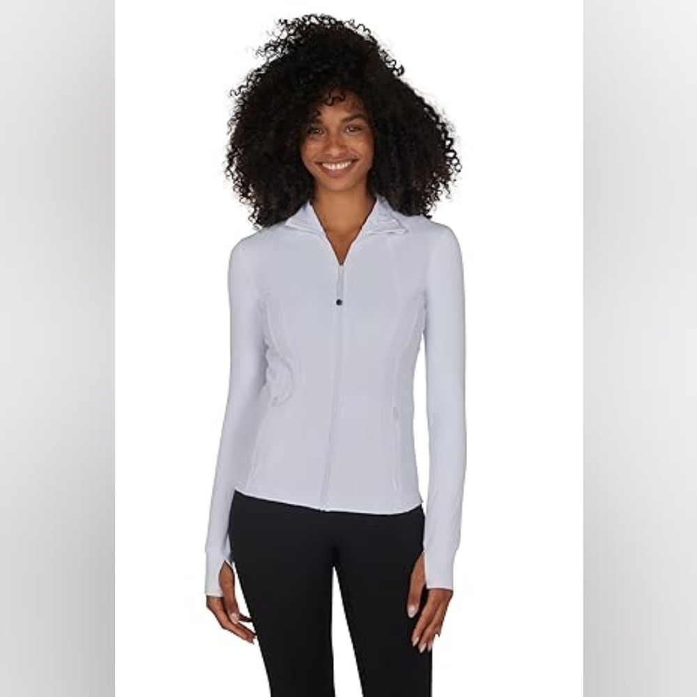 90 Degree By Reflex Womens White Lightweight Full Zip Running Jacket - Size XS